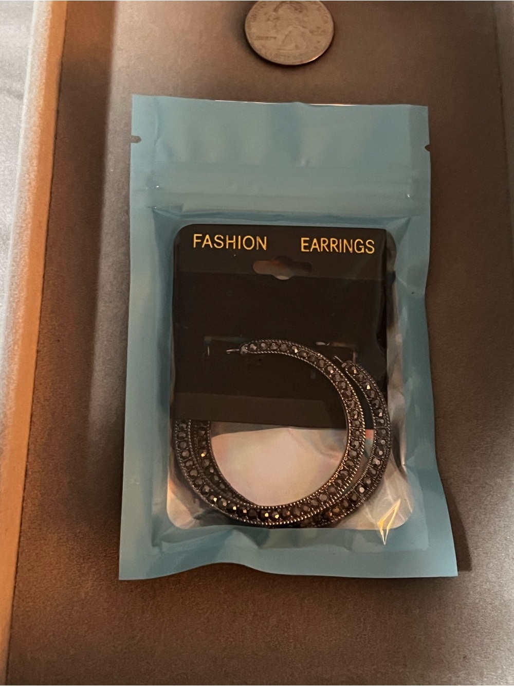Black Rhinestone Hoop Earrings